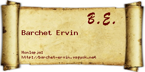Barchet Ervin névjegykártya